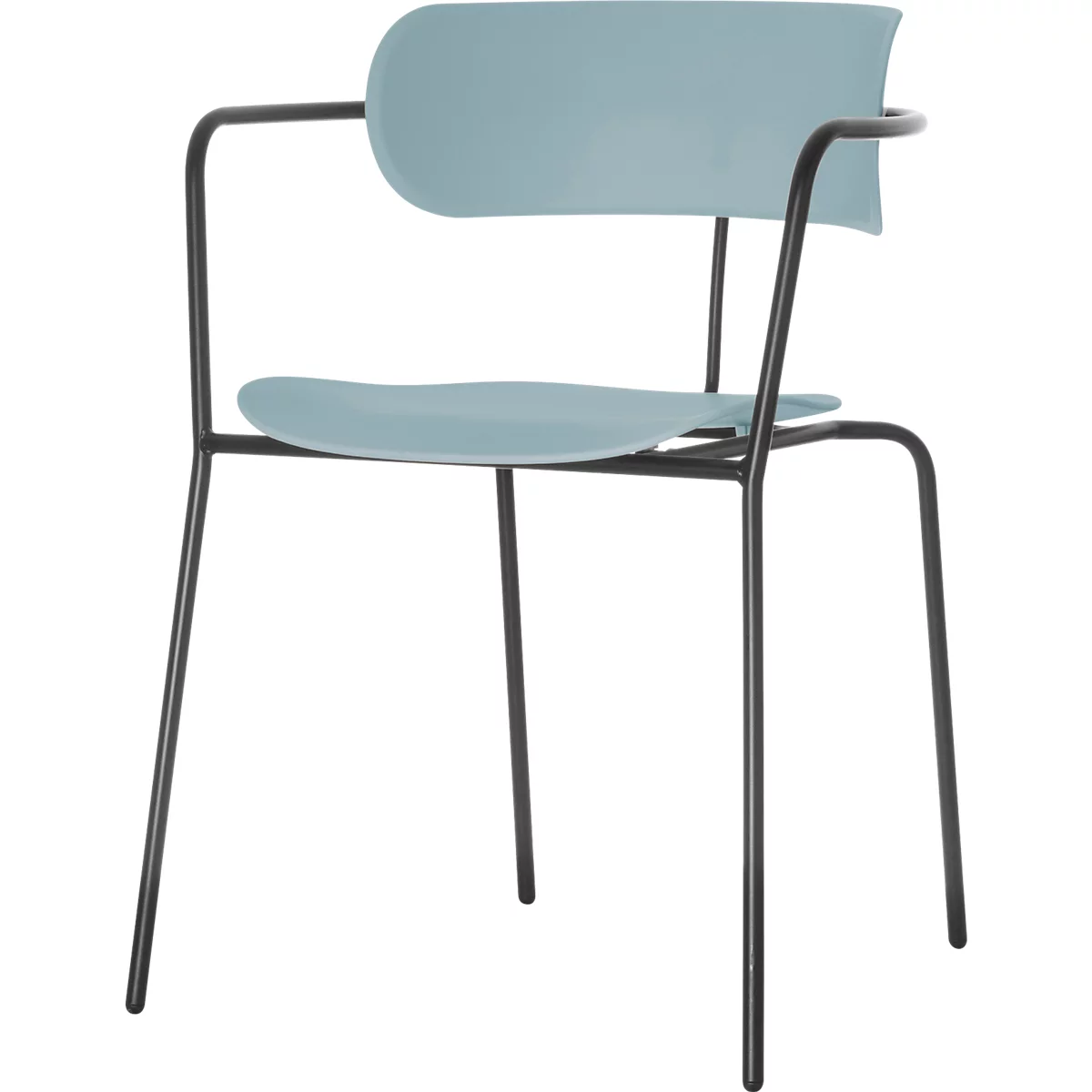 Stuhl BISTRO, stapelbar bis zu 4 Stück, B 535 x T 545 x H 760 mm, Stahlrohr & Polypropylen, blau, 2 Stück