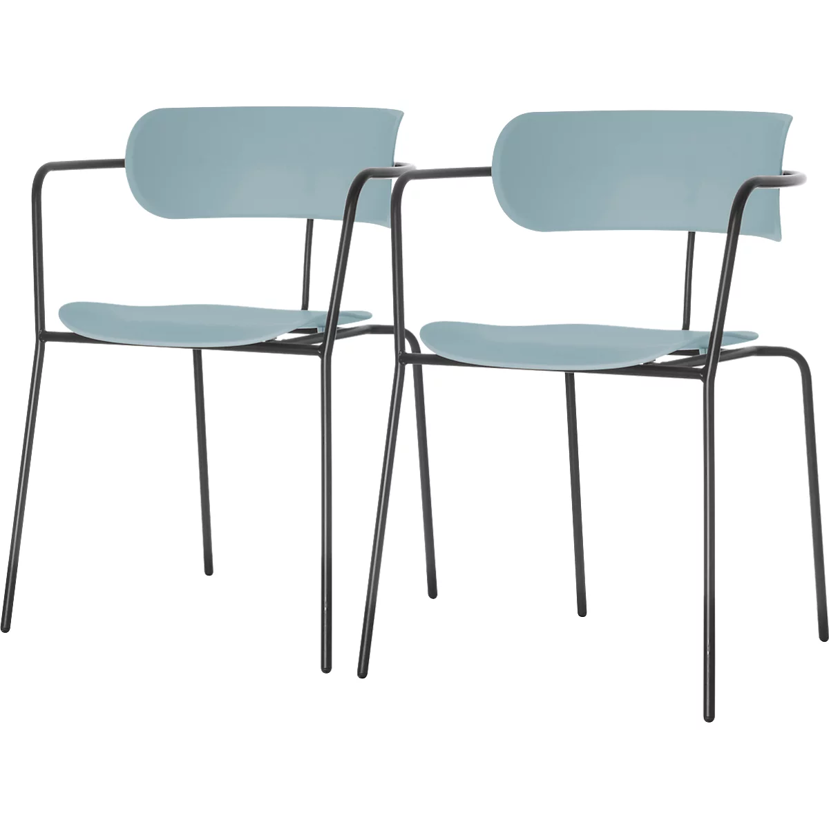Stuhl BISTRO, stapelbar bis zu 4 Stück, B 535 x T 545 x H 760 mm, Stahlrohr & Polypropylen, blau, 2 Stück