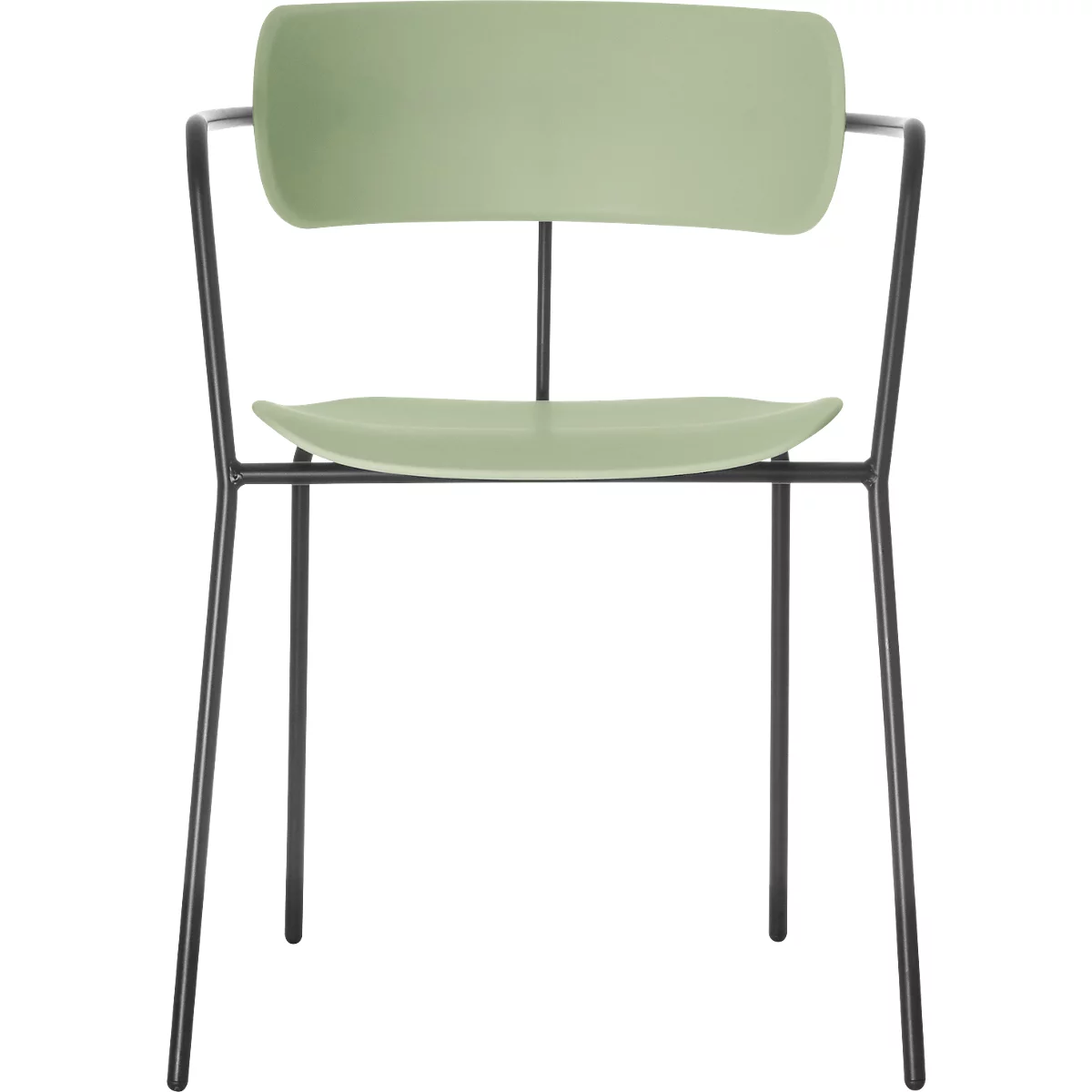 Stuhl BISTRO, stapelbar bis zu 4 Stück, B 535 x T 545 x H 760 mm, Stahlrohr & Polypropylen, grün, 2 Stück