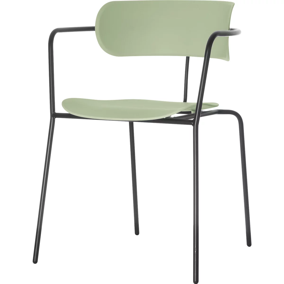 Stuhl BISTRO, stapelbar bis zu 4 Stück, B 535 x T 545 x H 760 mm, Stahlrohr & Polypropylen, grün, 2 Stück