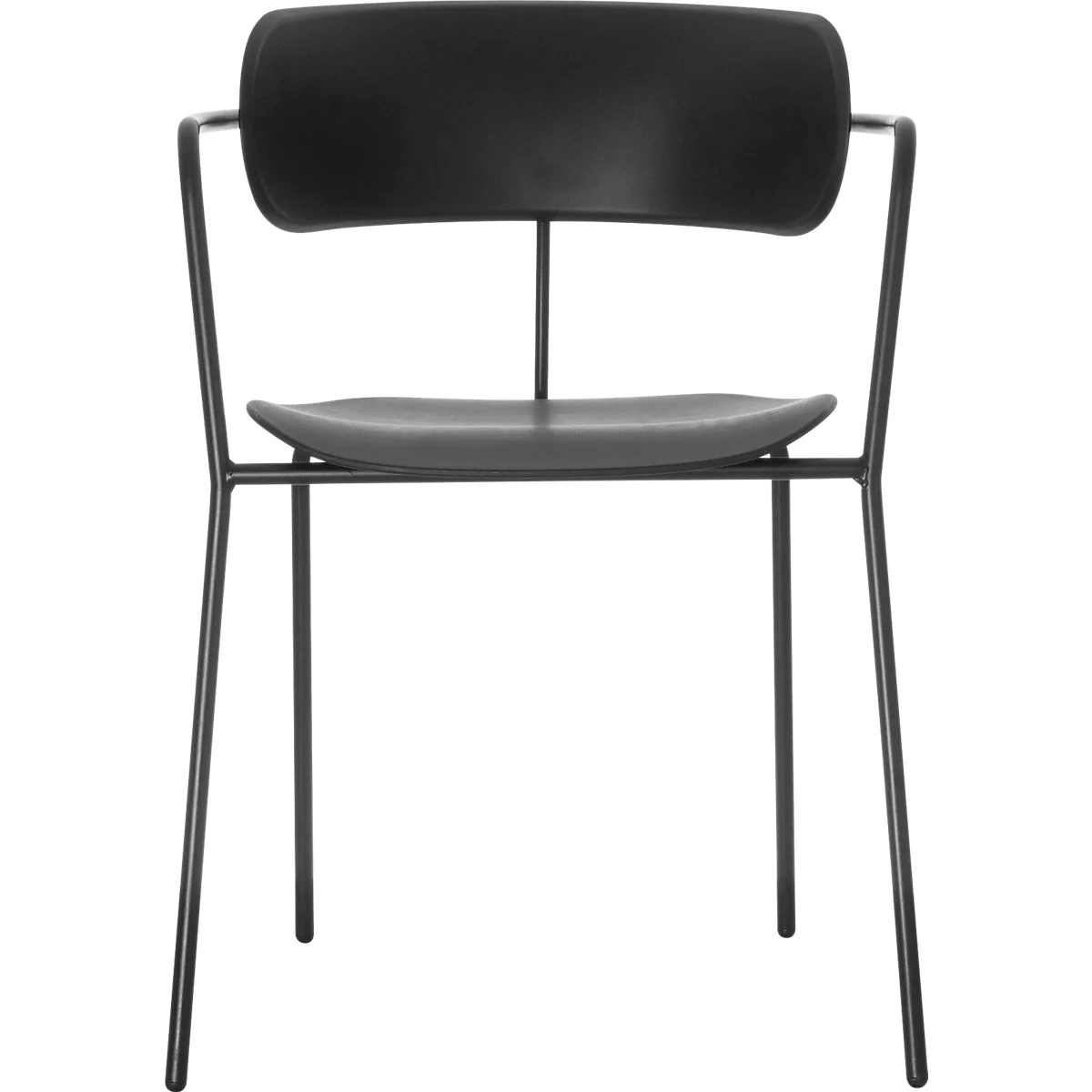 Stuhl BISTRO, stapelbar bis zu 4 Stück, B 535 x T 545 x H 760 mm, Stahlrohr & Polypropylen, schwarz, 2 Stück