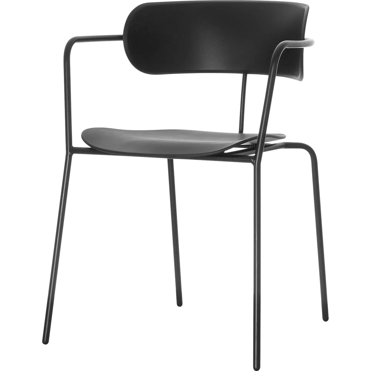 Stuhl BISTRO, stapelbar bis zu 4 Stück, B 535 x T 545 x H 760 mm, Stahlrohr & Polypropylen, schwarz, 2 Stück