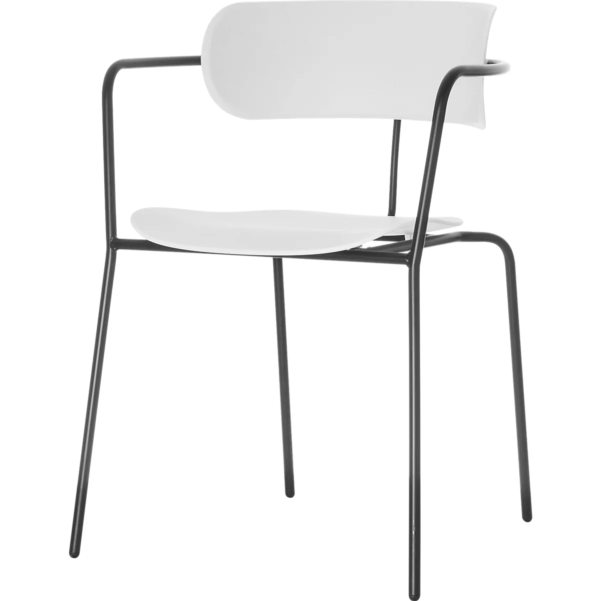 Stuhl BISTRO, stapelbar bis zu 4 Stück, B 535 x T 545 x H 760 mm, Stahlrohr & Polypropylen, weiss, 2 Stück