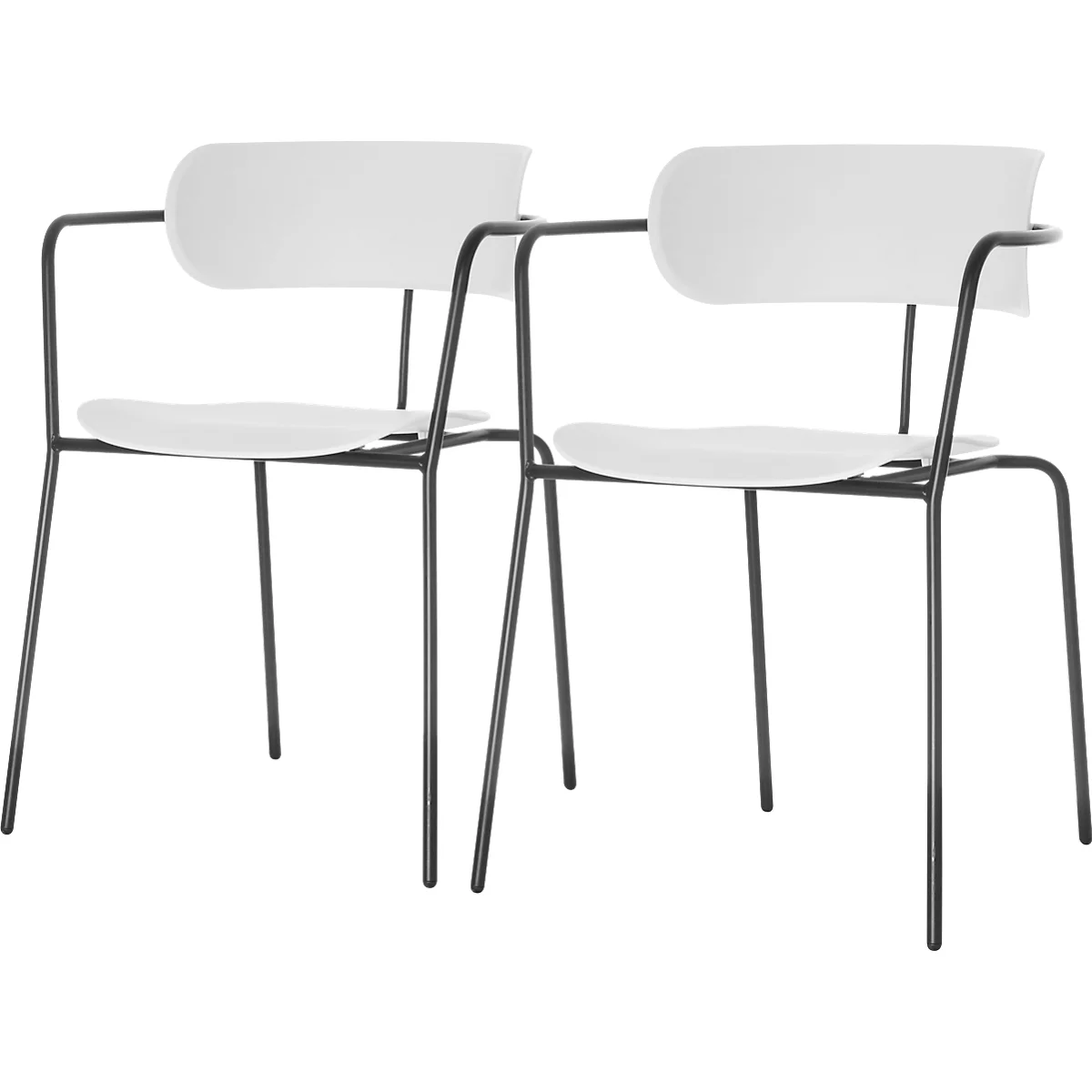 Stuhl BISTRO, stapelbar bis zu 4 Stück, B 535 x T 545 x H 760 mm, Stahlrohr & Polypropylen, weiss, 2 Stück