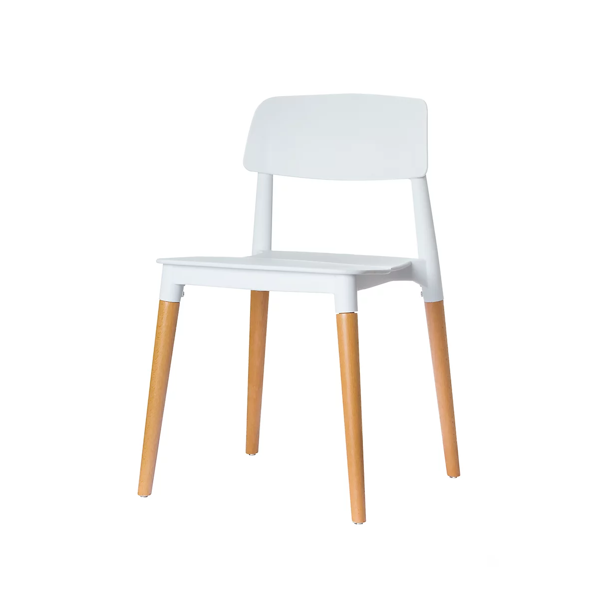 Stuhl Paperflow Glamwood, Massivholz, PP-Sitz, weiss, 2er-Set