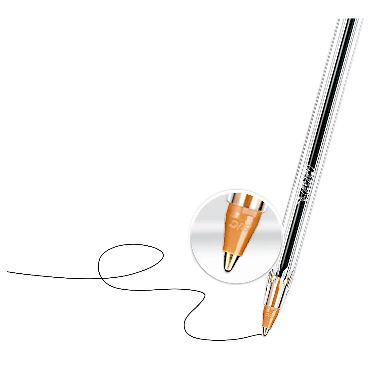 Stylo à bille BIC Cristal Original Noir, boîte de 4, 1,0 mm, pointe moyenne
