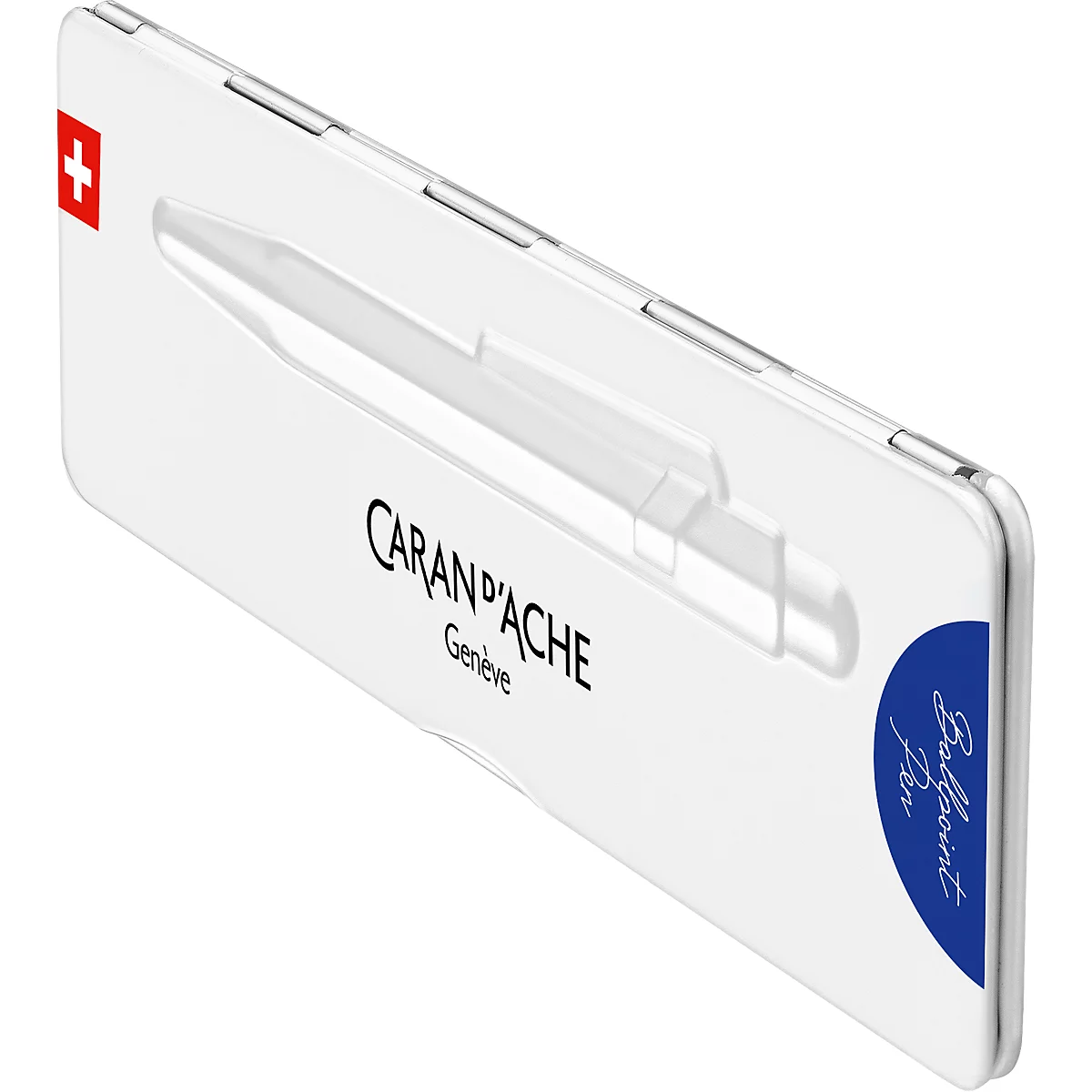Stylo à bille Caran d'Ache 849 COLORMAT-X, avec Slimpack, clip métal, mécanisme à poussoir, bleu