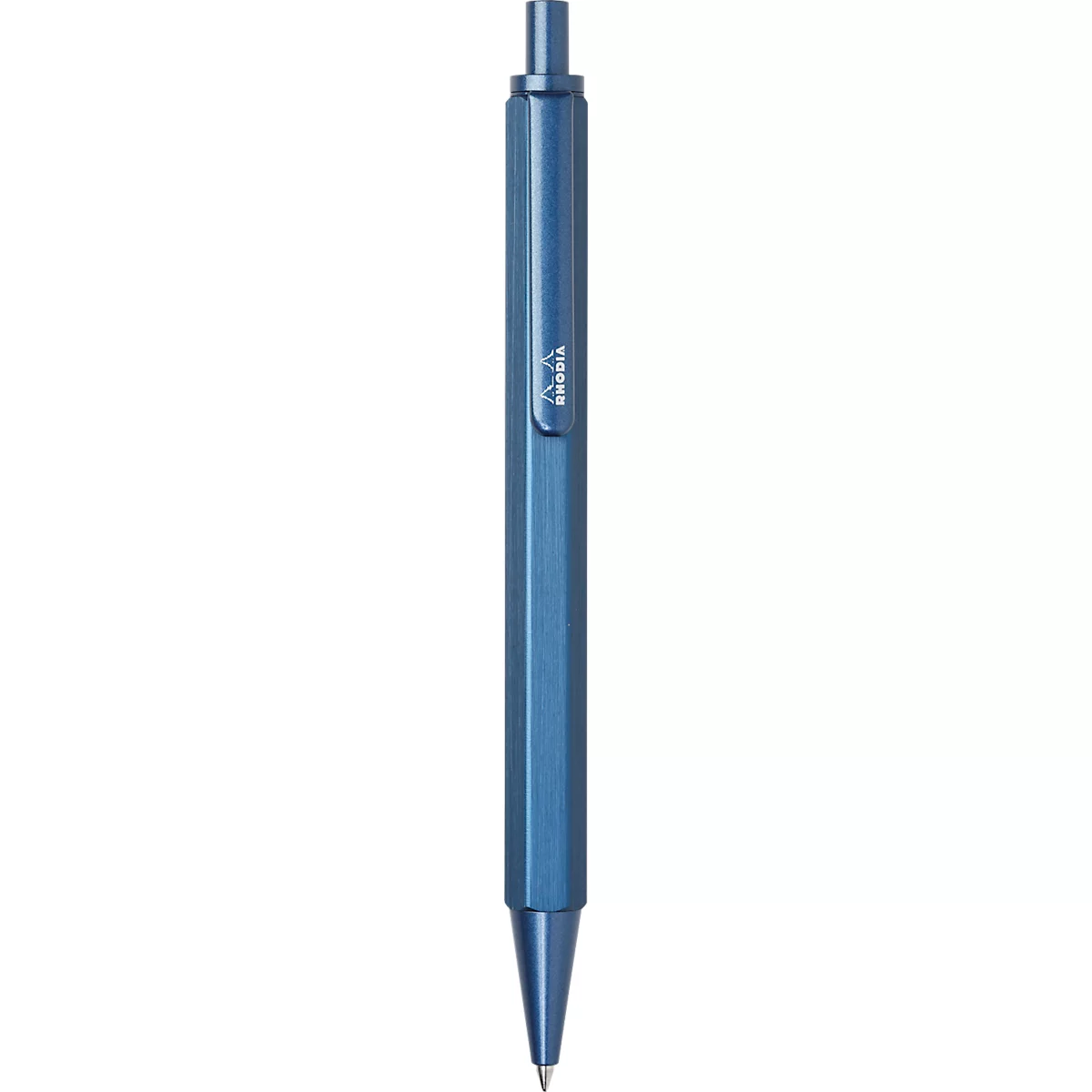 Stylo à bille Rhodia scRipt, corps en aluminium, mécanisme à poussoir, épaisseur de trait 0,7 mm, rechargeable, bleu marine