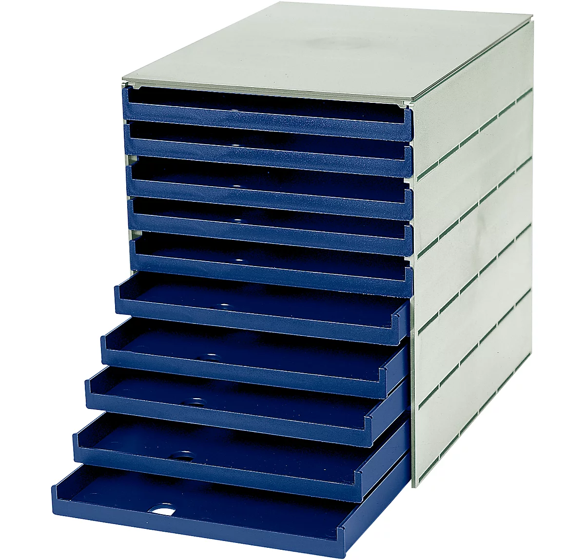 styro® cajón de escritorio Styroval, 10 cajones abiertos, DIN C4, poliestireno, azul