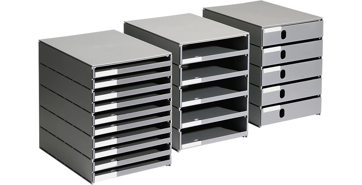 styro® cajón de escritorio Styroval, 5 cajones cerrados, DIN C4, poliestireno, gris