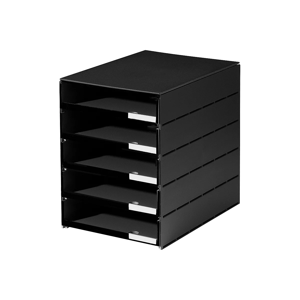 styro® Schubladenbox Styroval, 5 Schübe offen, DIN C4, Polystyrol, schwarz