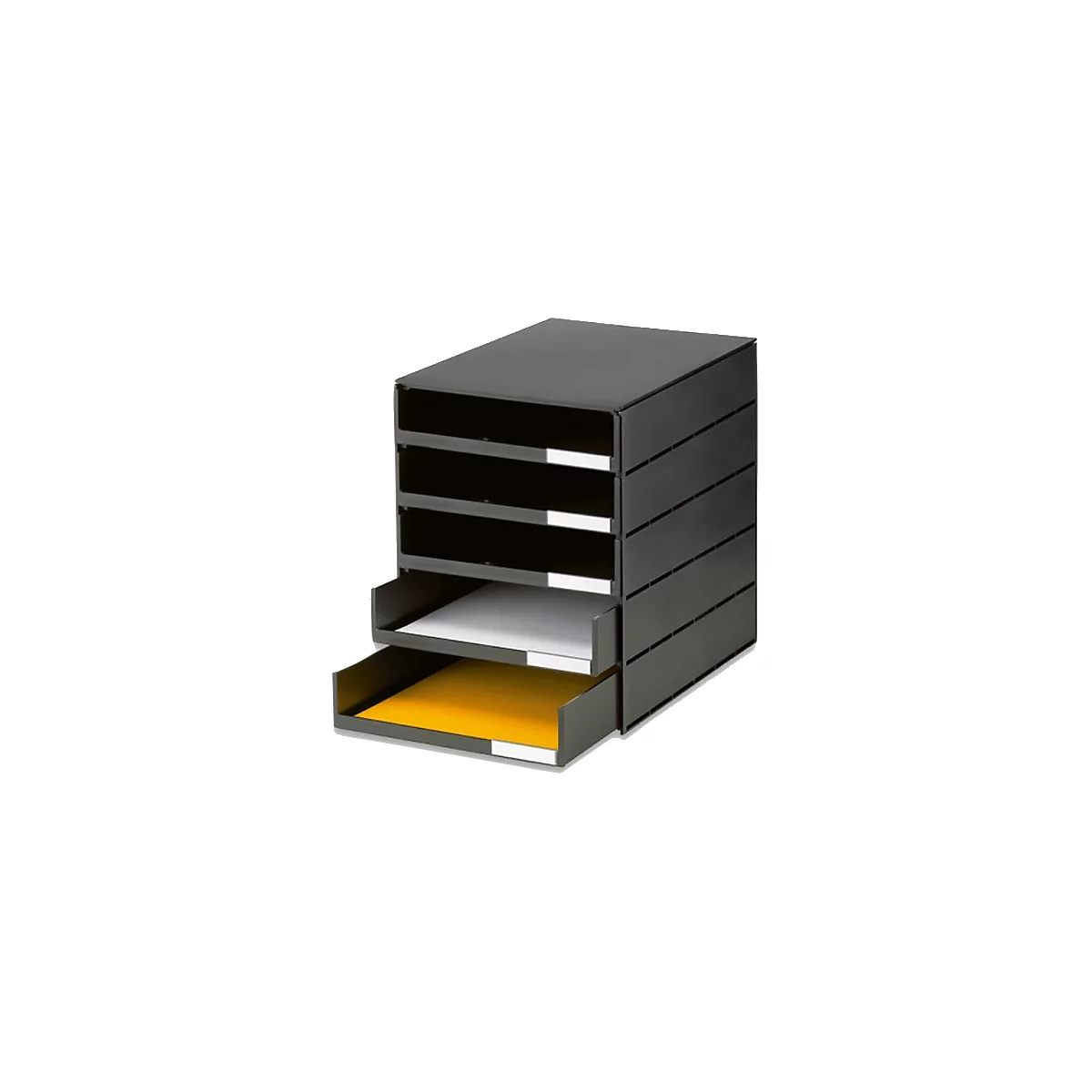 styro® Schubladenbox Styroval Pro, 5 Schubladen, offen, DIN C4, Polystyrol, öko-schwarz