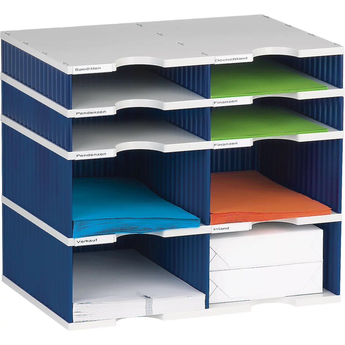 styro® sorteerstation styrodoc Jumbo, C4, 2 etages/2 rijen/4 vakken, blauw