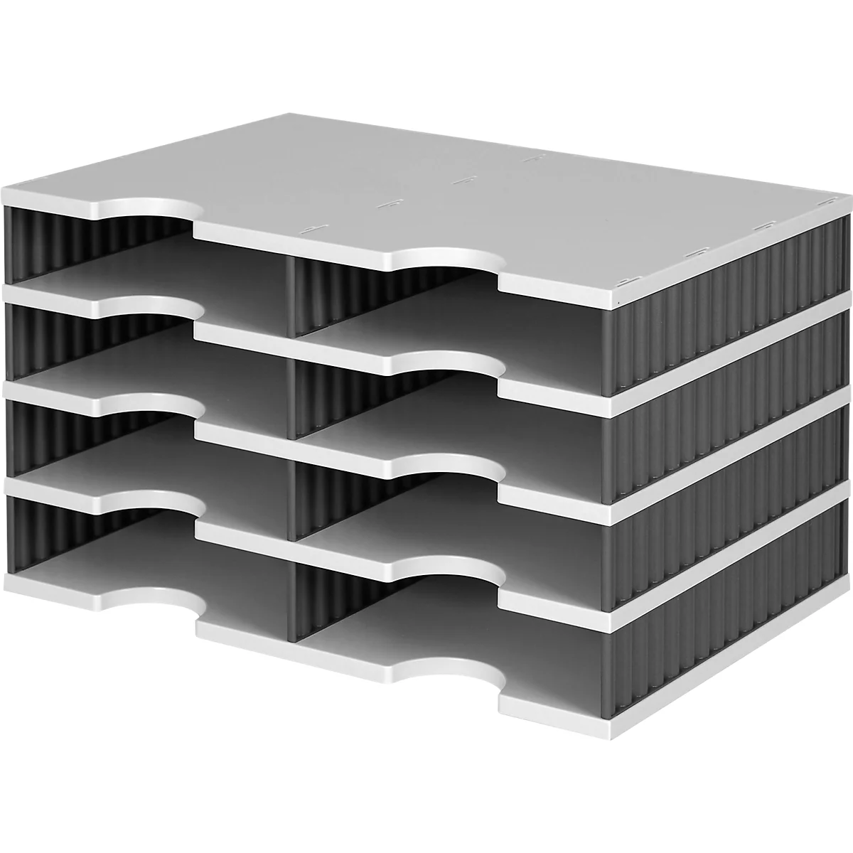 styro® sorteerstation styrodoc Standaard, C4, 4 etages/2 rijen/8 vakken, grijs/zwart