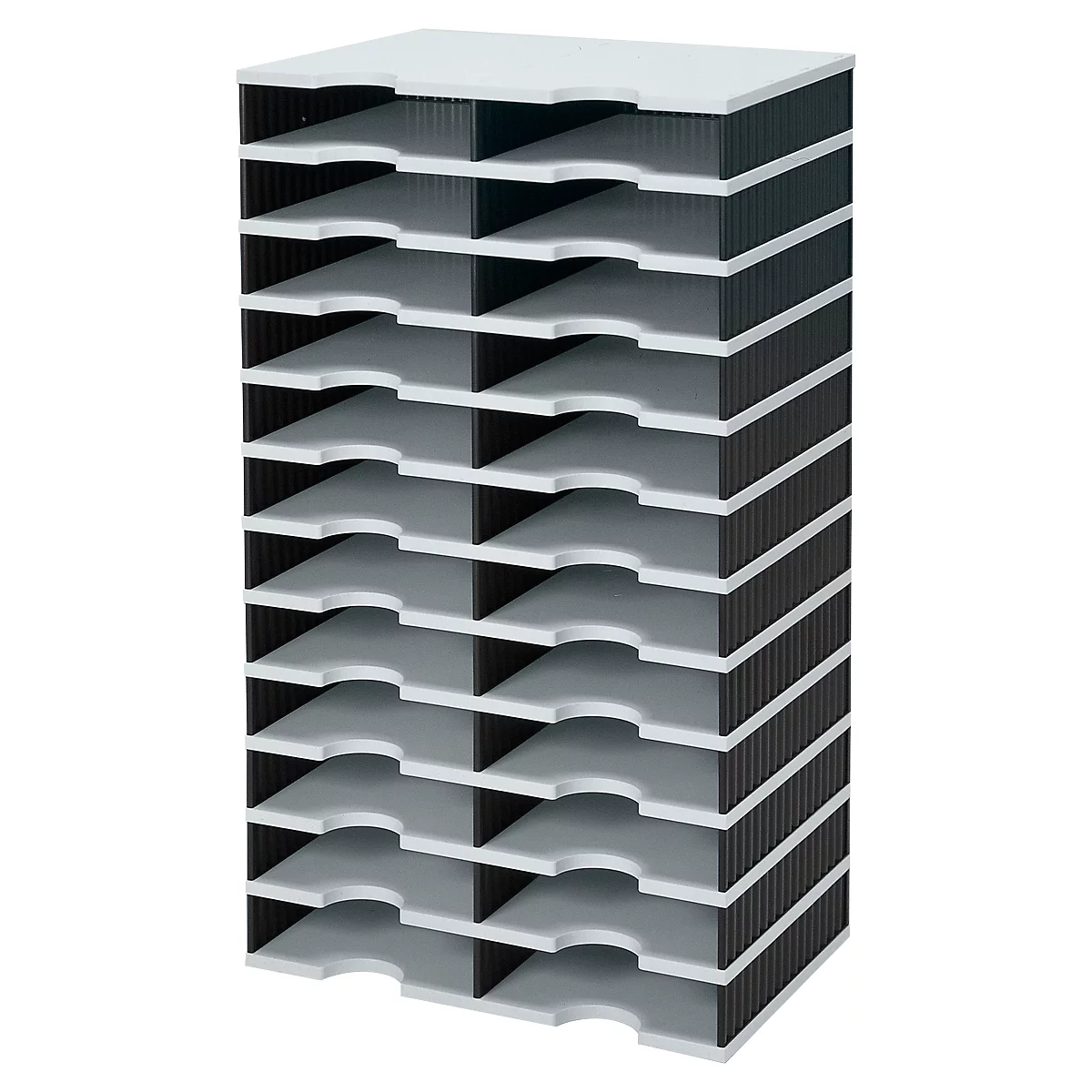 styro® sorteerstation styrodoc Standaard SET, C4, 12 etages/2 rijen/24 vakken, grijs/zwart