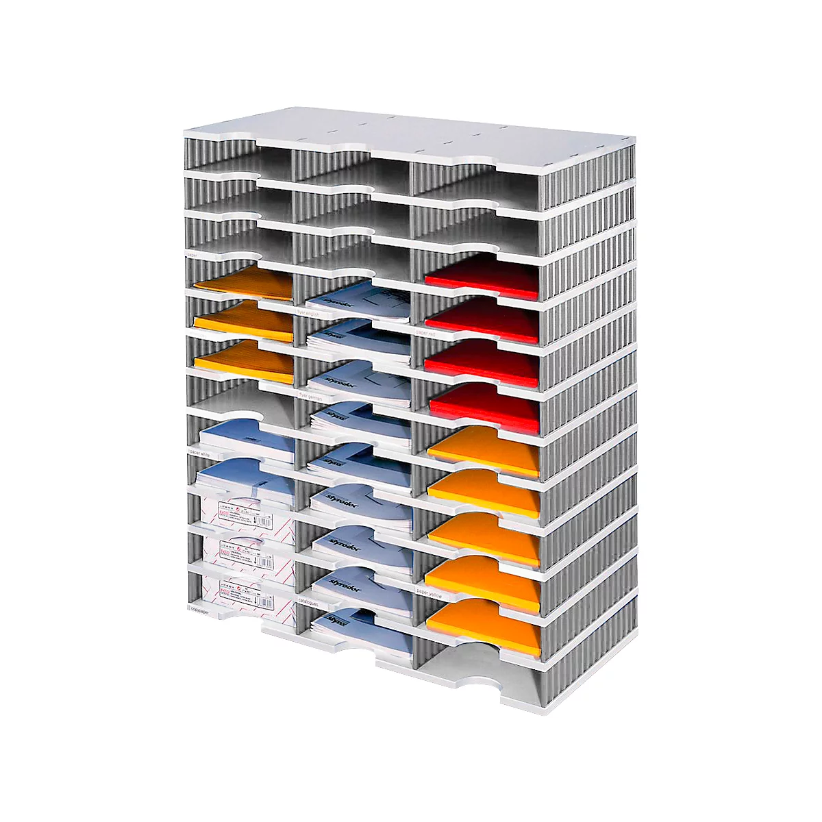 styro® sorteerstation styrodoc Standaard SET, C4, 12 etages/3 rijen/36 vakken, grijs/grijs