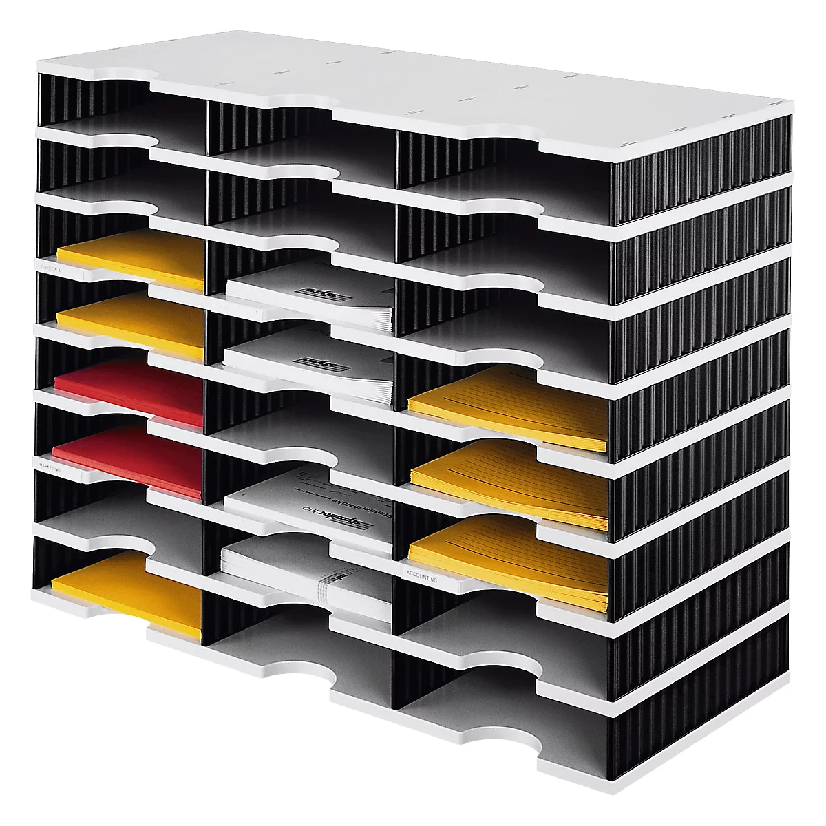 styro® sorteerstation styrodoc Standaard SET, C4, 8 etages/3 rijen/24 vakken, grijs/zwart