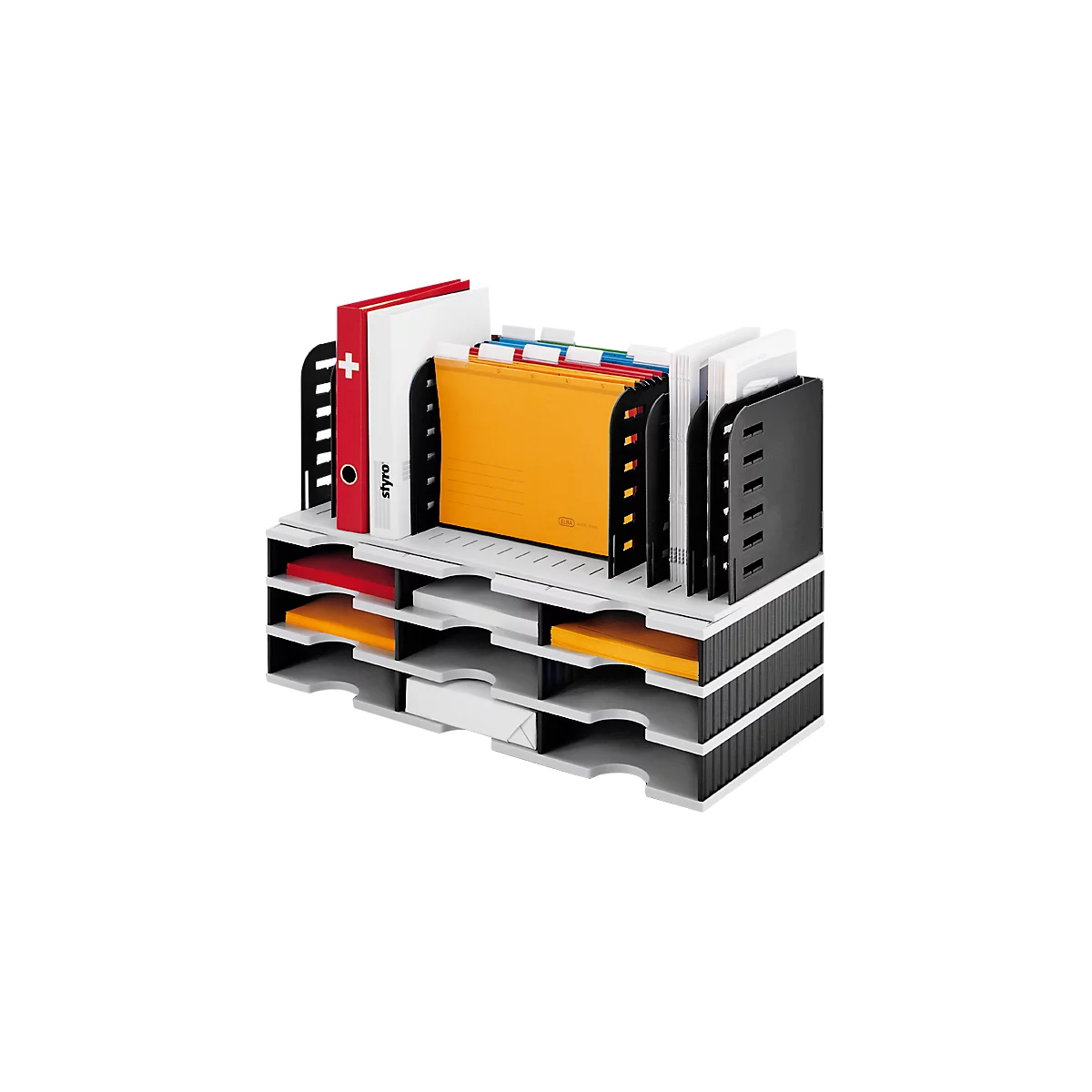 styro® sorteerstation Styrorac, 8 scheidingswanden, flexibele indeling, zwart