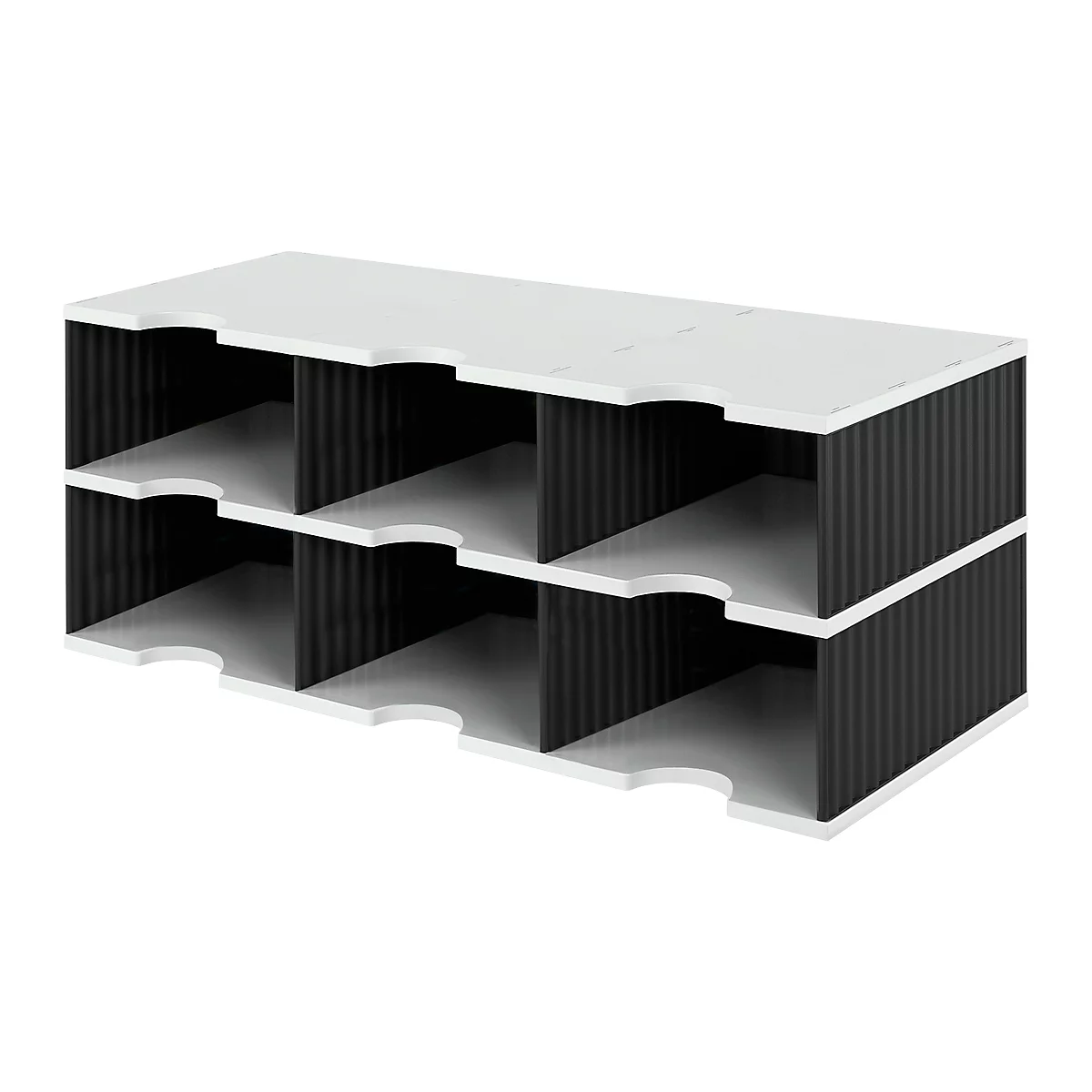 styro® Sortierstation styrodoc Jumbo, DIN C4, 2 Etagen/3-reihig/6 Fächer, schwarz