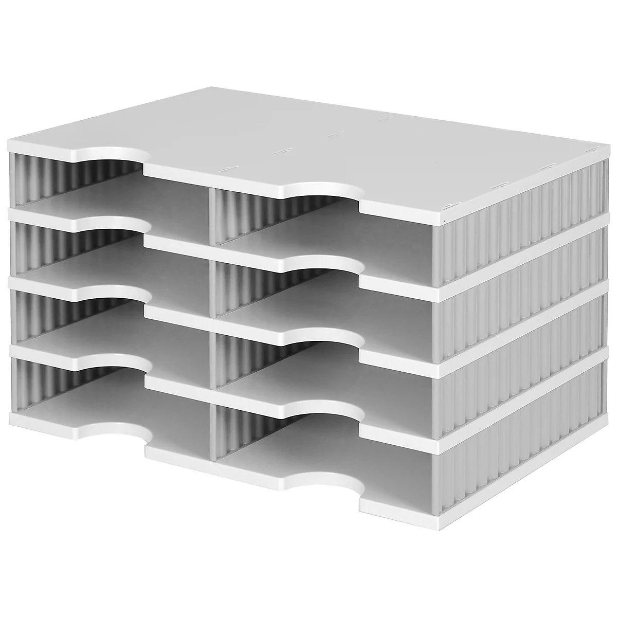 styro® Sortierstation styrodoc Standard, DIN C4, 4 Etagen/2-reihig/8 Fächer, grau/grau