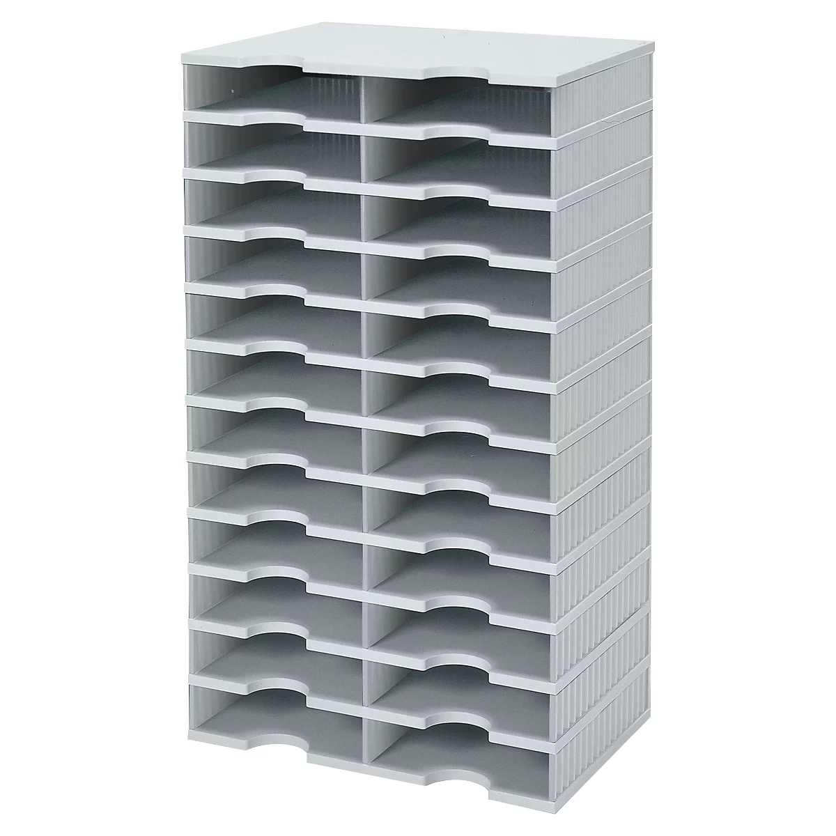 styro® Sortierstation styrodoc Standard SET, DIN C4, 12 Etagen/2-reihig/24 Fächer, grau/grau