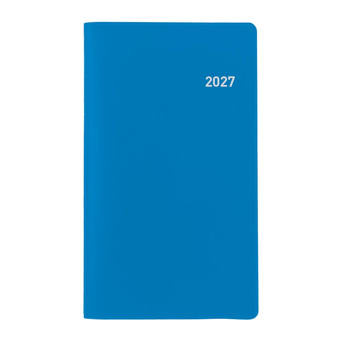 Carnet bleu avec texte blanc '2027'.