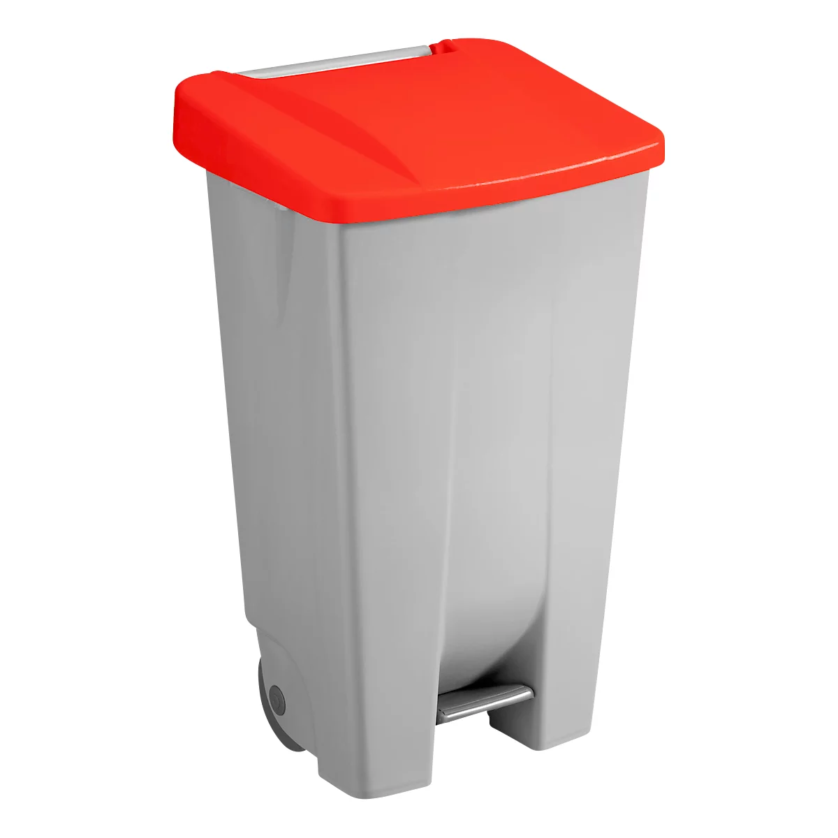 Sunware Afvalbak Basic - 120 l - voetpedaal - met wielen - grijs met scharnierend deksel, rood