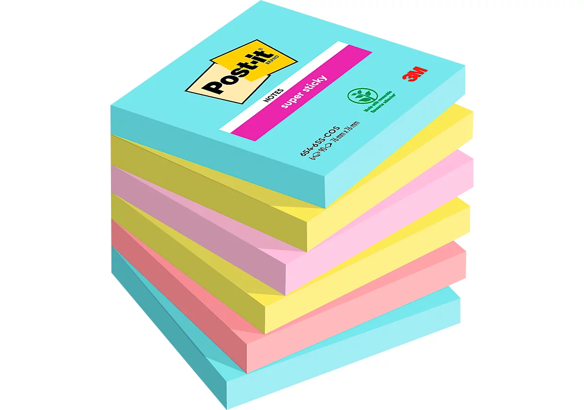 Super Sticky Notes Post-it®, collection couleurs Miami, format 76