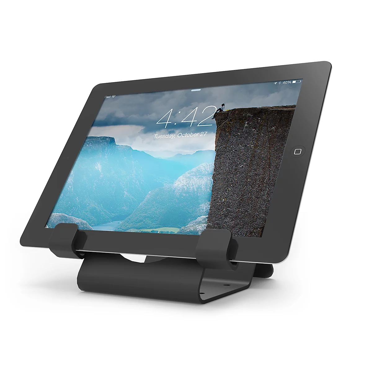 Support à tablette universel Compulocks, montage horizontal, avec câble de sécurité, aluminium, noir