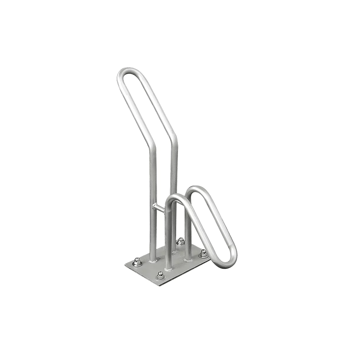 Support à vélo, 1 côté, p. pneus jusqu'à 55 mm de large, l. 220 x P 440 x H 450 mm, acier galvanisé à chaud, 1 place de stationnement, monté