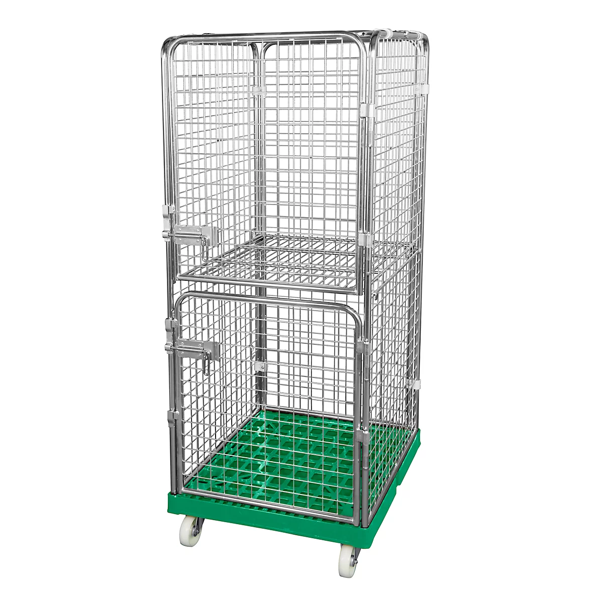 Support antivol 1600 sur châssis roulant en plastique, vert signalisation RAL 6024