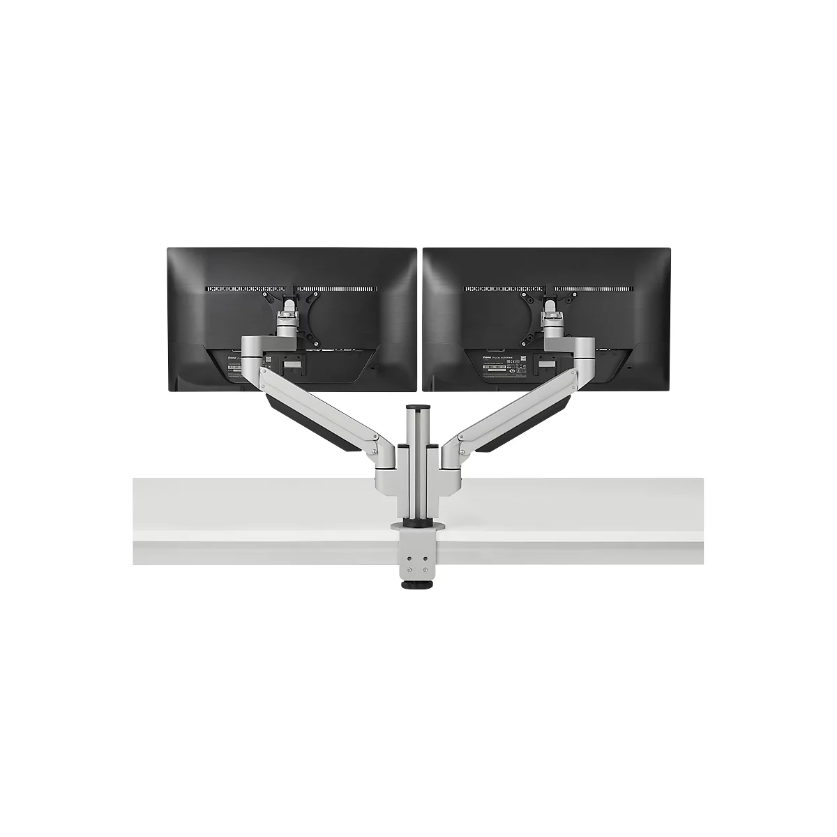 Support d'écran double Premium Office BakkerElkhuizen, jusqu'à 12 kg, pince de fixation, pivotant/hauteur ajustable, guide-câbles