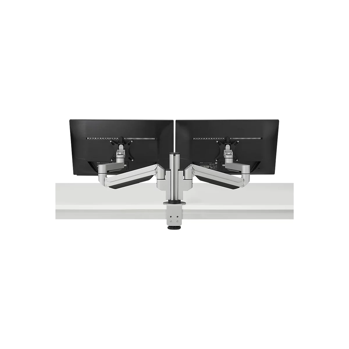 Support d'écran double Premium Office BakkerElkhuizen, jusqu'à 12 kg, pince de fixation, pivotant/hauteur ajustable, guide-câbles