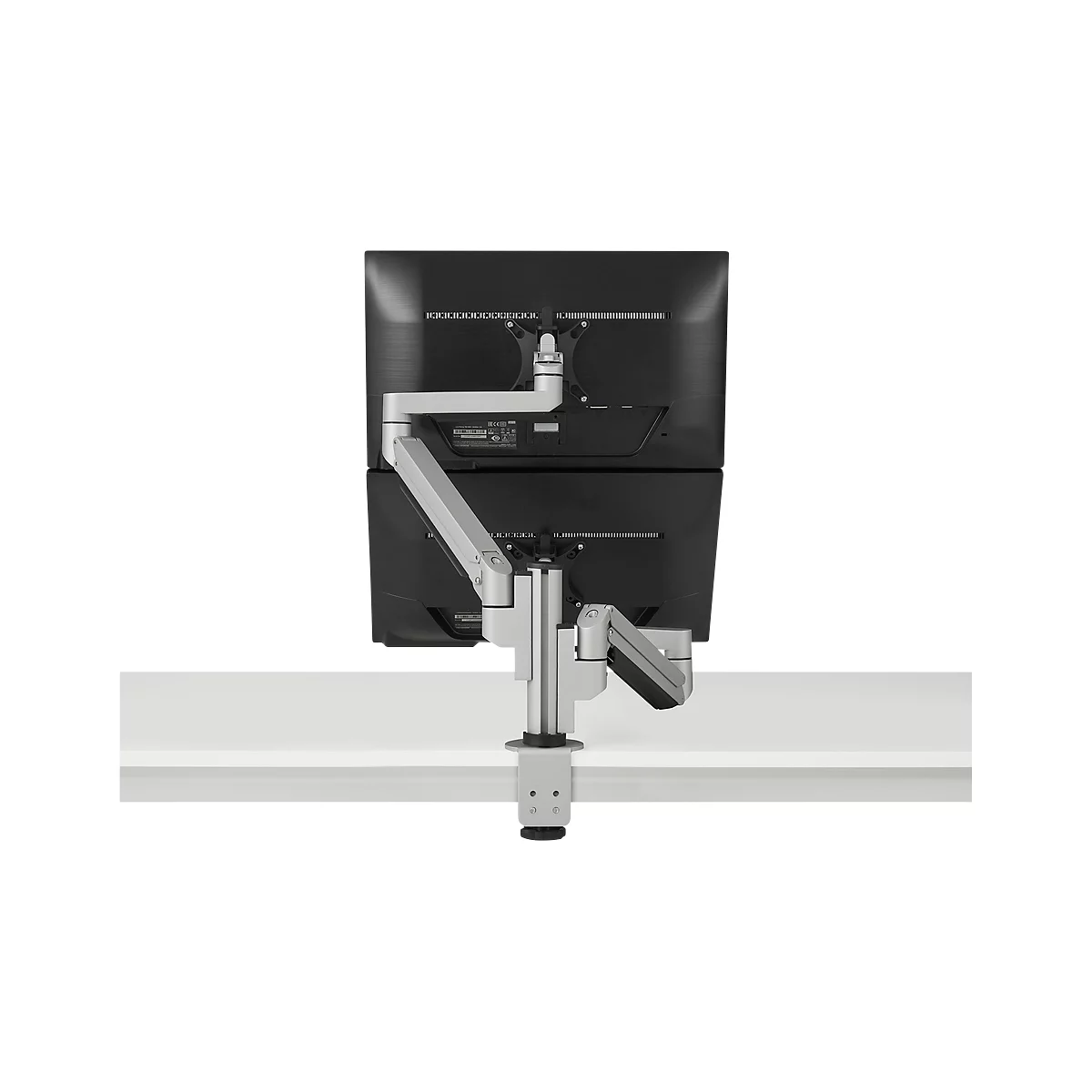 Support d'écran double Premium Office BakkerElkhuizen, jusqu'à 12 kg, pince de fixation, pivotant/hauteur ajustable, guide-câbles