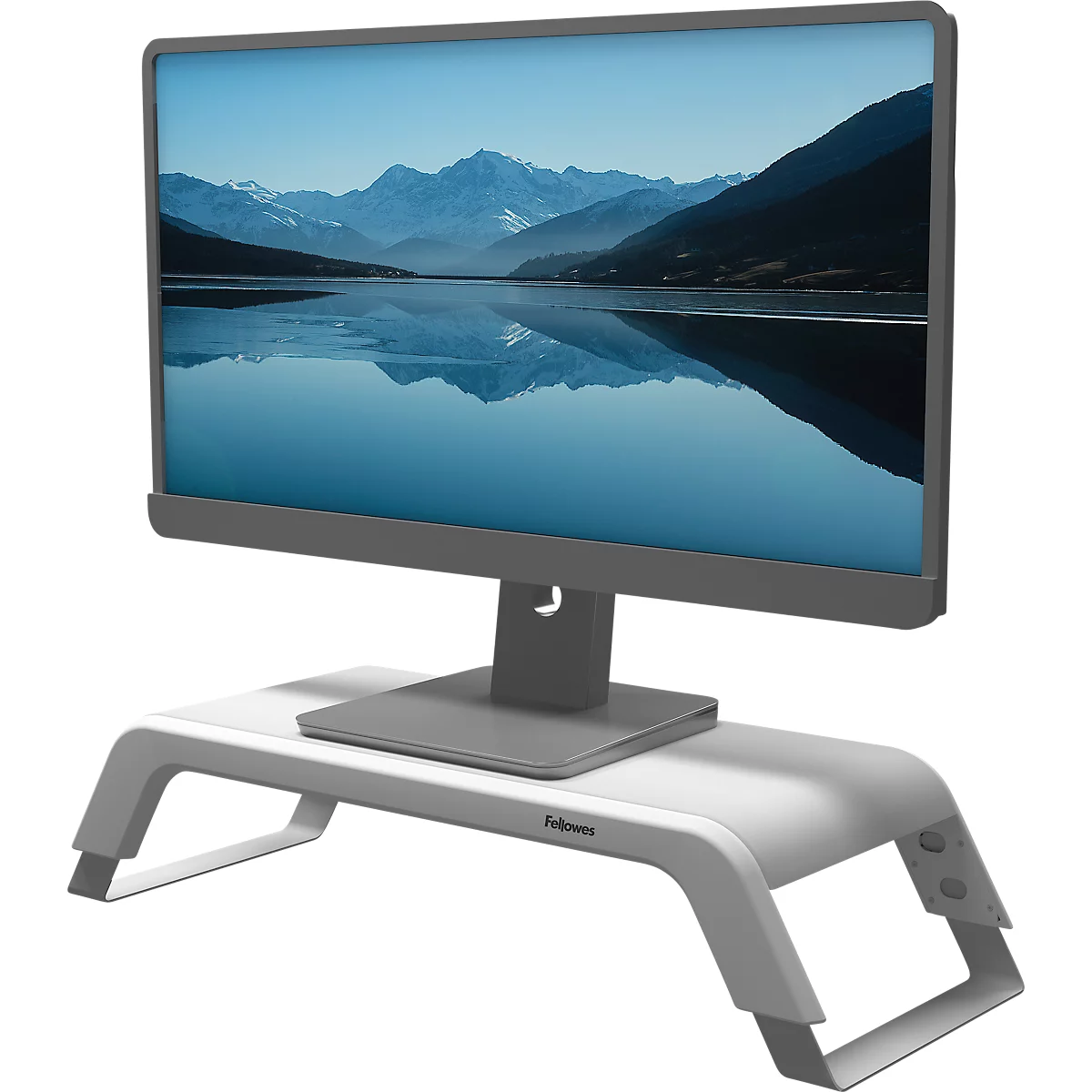Support d'écran Fellowes Hana™ LT, pour 1 écran jusqu'à 22,6 kg, réglable en hauteur sur 3 positions, avec espace de rangement, L 560 x P 222 x H 102 mm, blanc