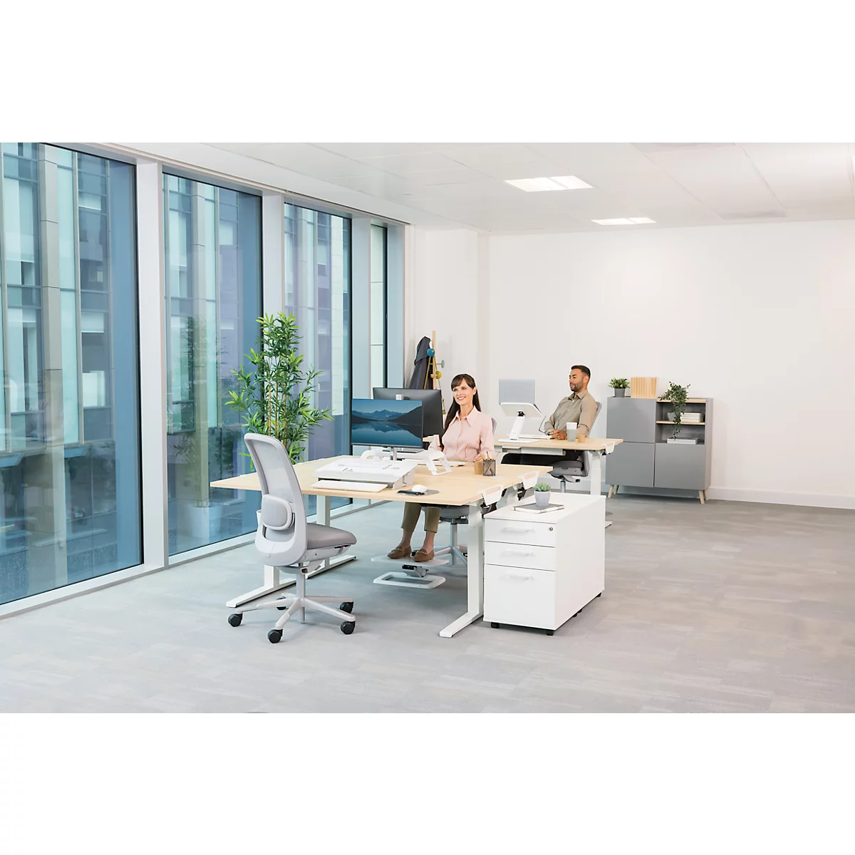 Support d'écran Fellowes Hana™ LT, pour 1 écran jusqu'à 22,6 kg, réglable en hauteur sur 3 positions, avec espace de rangement, L 560 x P 222 x H 102 mm, blanc