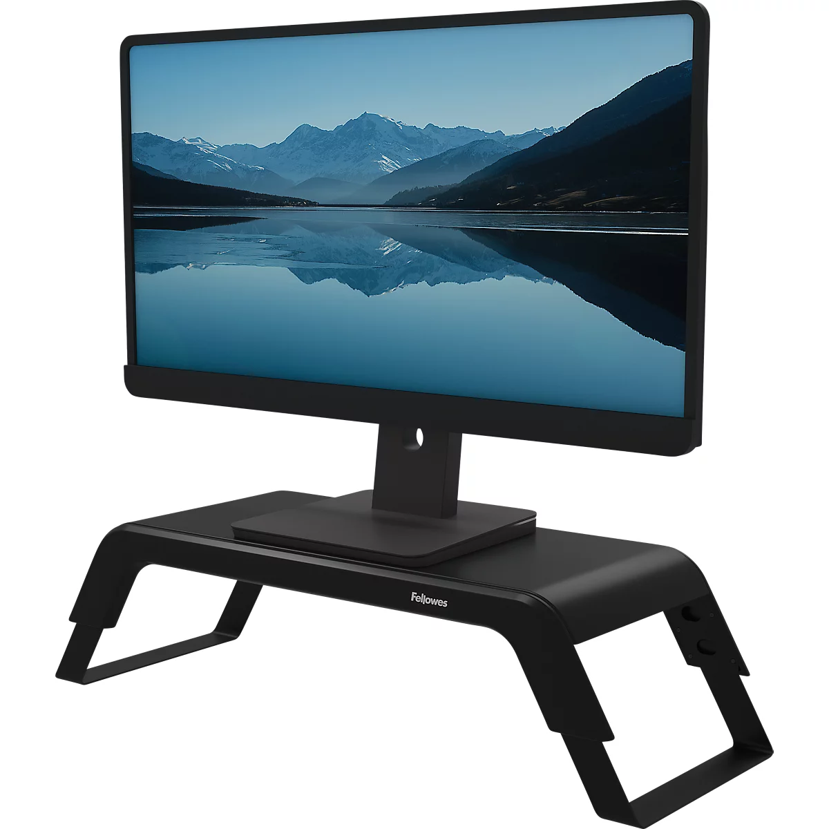Support d'écran Fellowes Hana™ LT, pour 1 écran jusqu'à 22,6 kg, réglable en hauteur sur 3 positions, avec espace de rangement, L 560 x P 222 x H 102 mm, noir