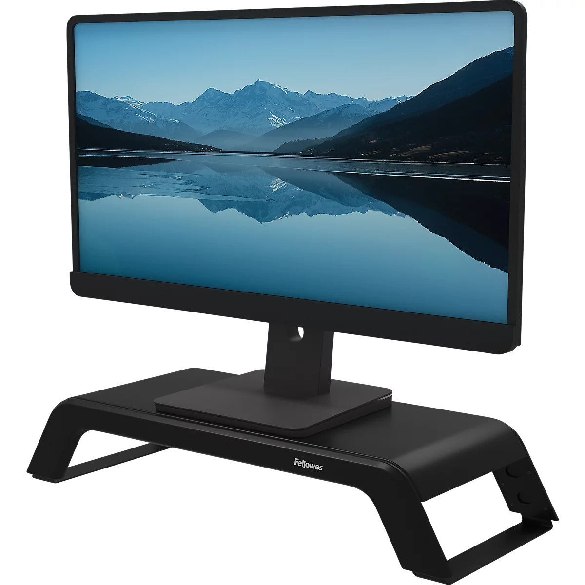 Support d'écran Fellowes Hana™ LT, pour 1 écran jusqu'à 22,6 kg, réglable en hauteur sur 3 positions, avec espace de rangement, L 560 x P 222 x H 102 mm, noir