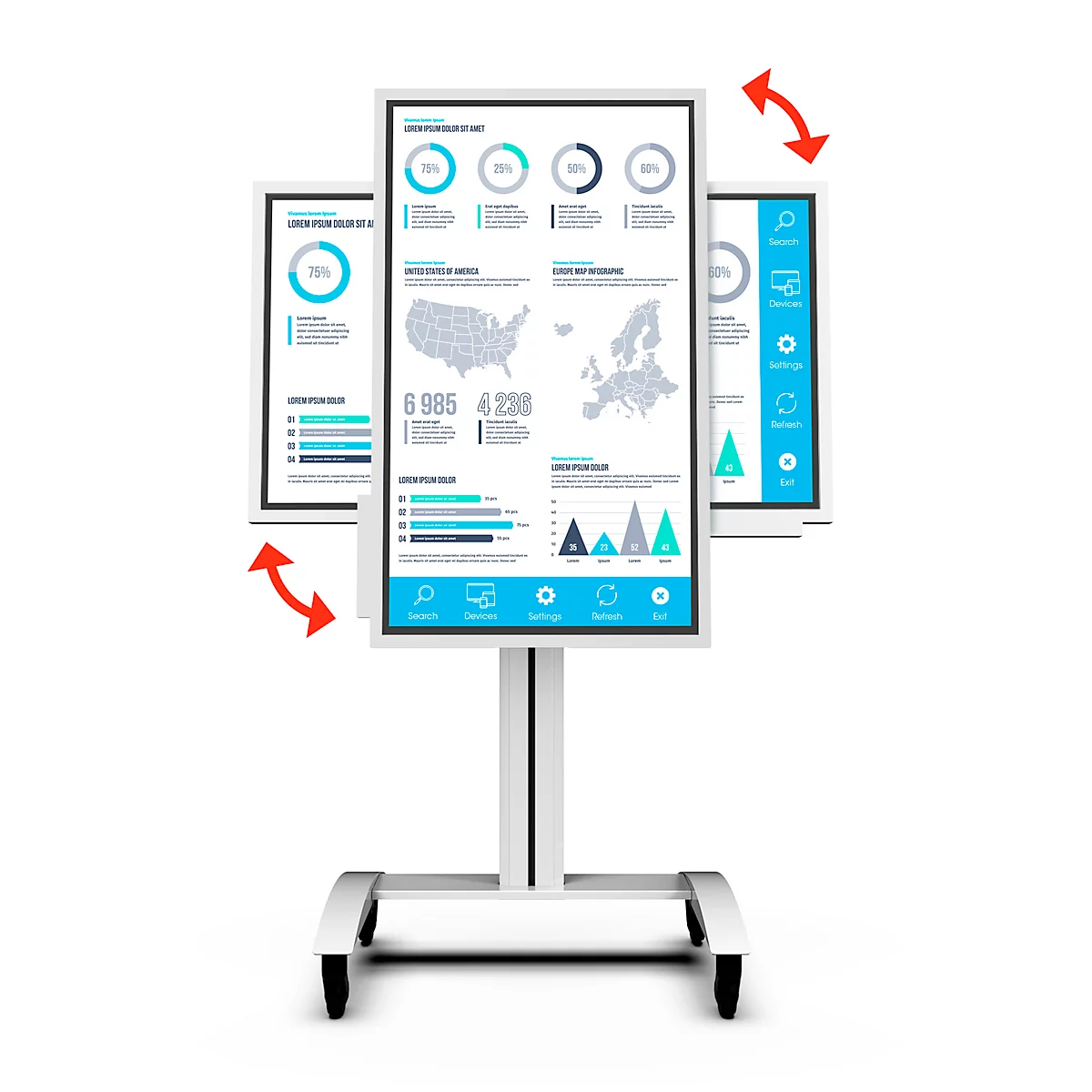 Support d'écran Peerless-AV SR560-FLIP2, mobile, pour 1 flipchart numérique Samsung FLIP2 de 55 ou 65″, fonction rotation, réglable en hauteur/rotation/inclinaison