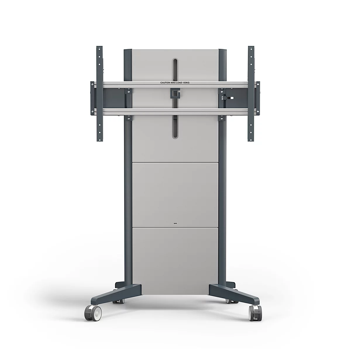 Support d'écran SMS Presence, mobile, réglable en hauteur électriquement, pour 1 écran à partir de 46' et jusqu'à 150 kg, VESA, verrouillage, gestion des câbles, anthracite