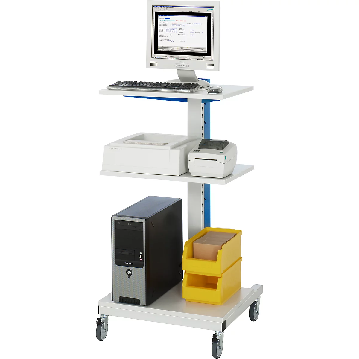 Support d'ordinateur type 6001, l. 650 x P 650 x H 1150 mm, mobile