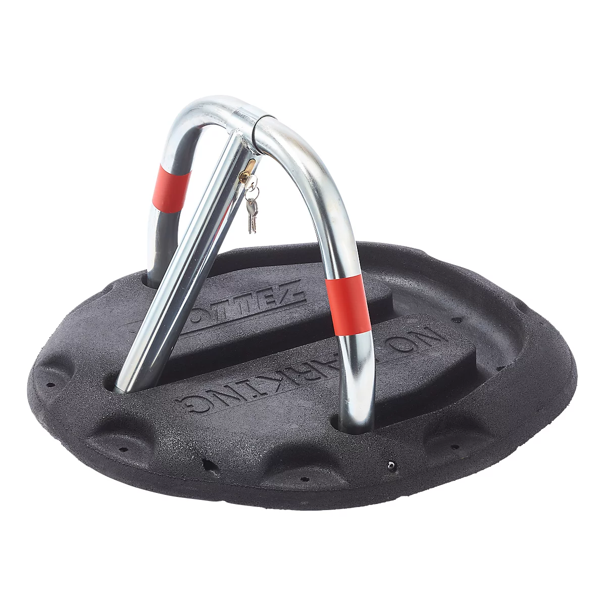 Support de parking avec socle en caoutchouc Mottez, serrure à cylindre européen, L 680 x P 720 x H 400 mm