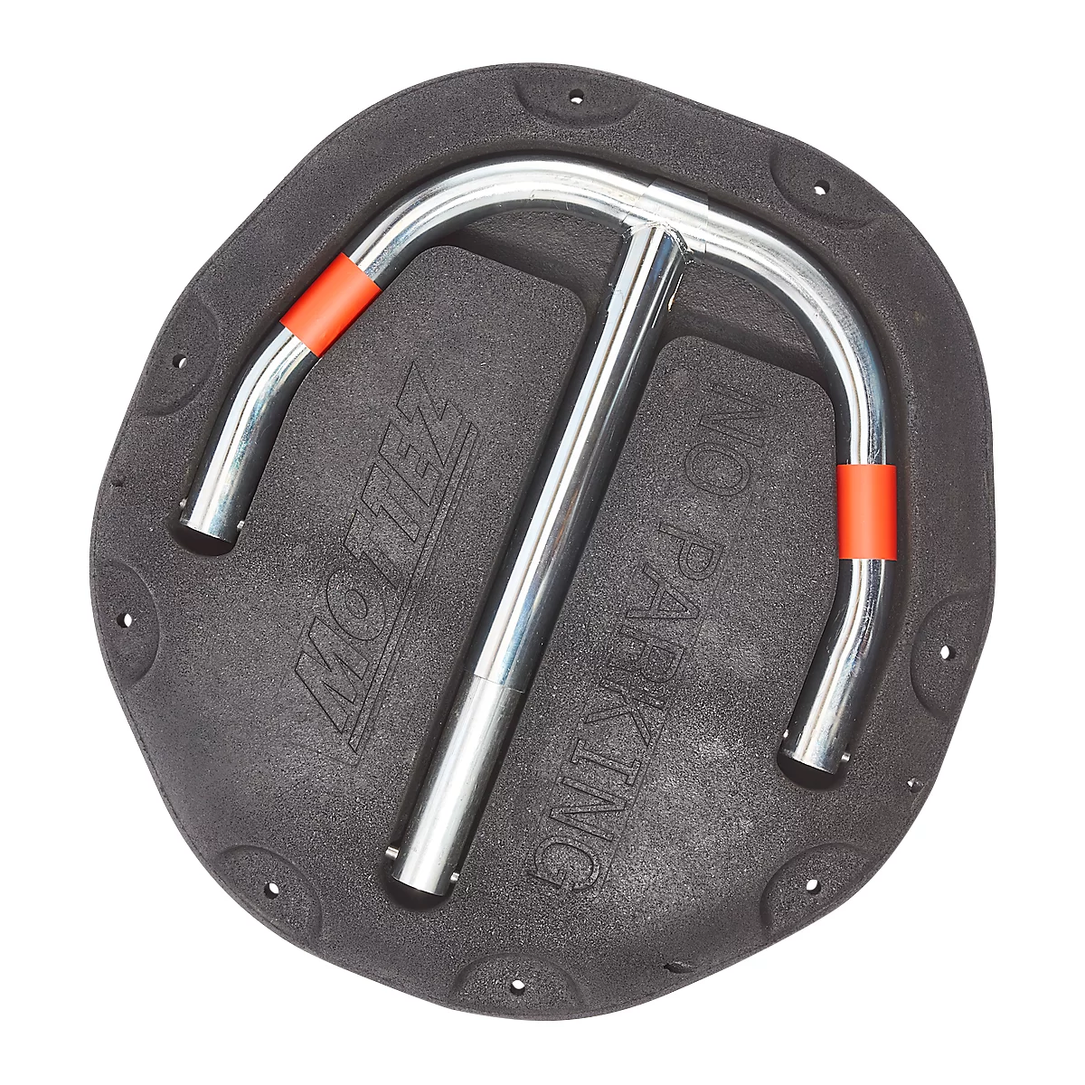 Support de parking avec socle en caoutchouc Mottez, serrure à cylindre européen, L 680 x P 720 x H 400 mm