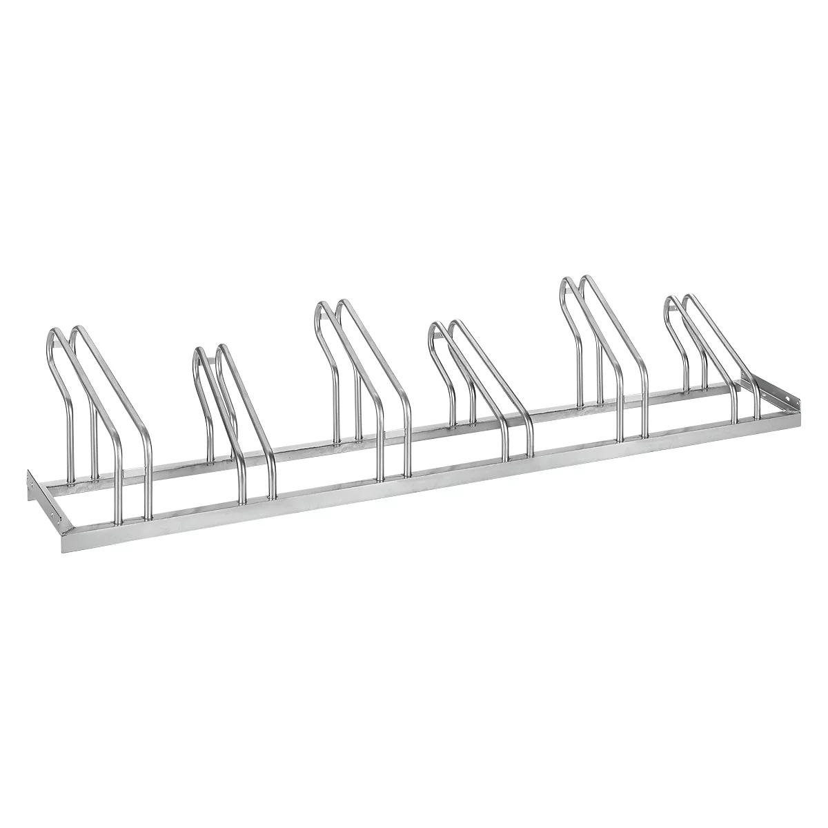 Support de stationnement, 1 face, pour pneus jusqu'à 55 mm de large, L 2100 x P 1850 x H 500 mm, acier galvanisé à chaud, 6 places de stationnement, monté