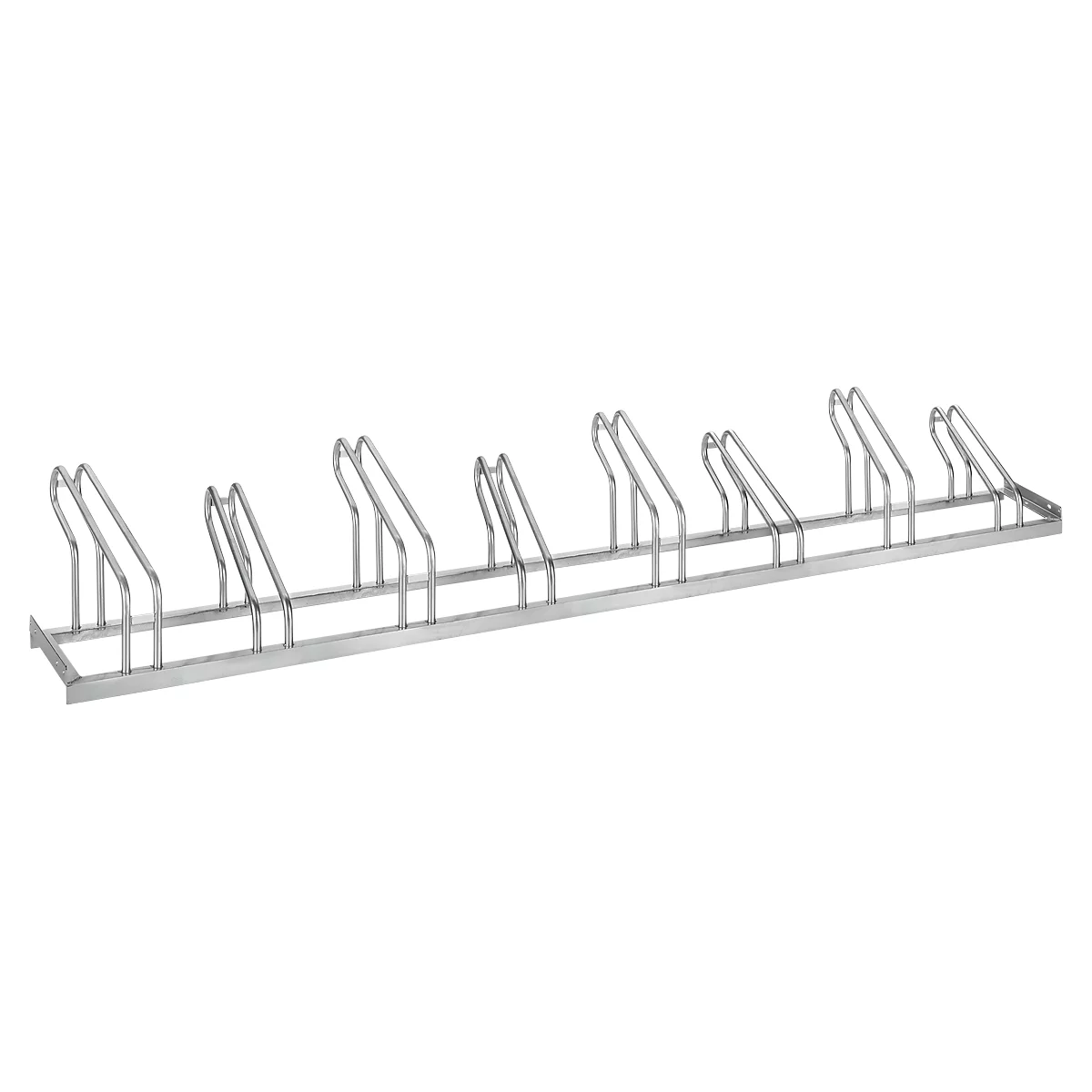 Support de stationnement, 1 face, pour pneus jusqu'à W 55 mm, L 2800 x P 1850 x H 500 mm, acier galvanisé à chaud, 8 places de stationnement, monté