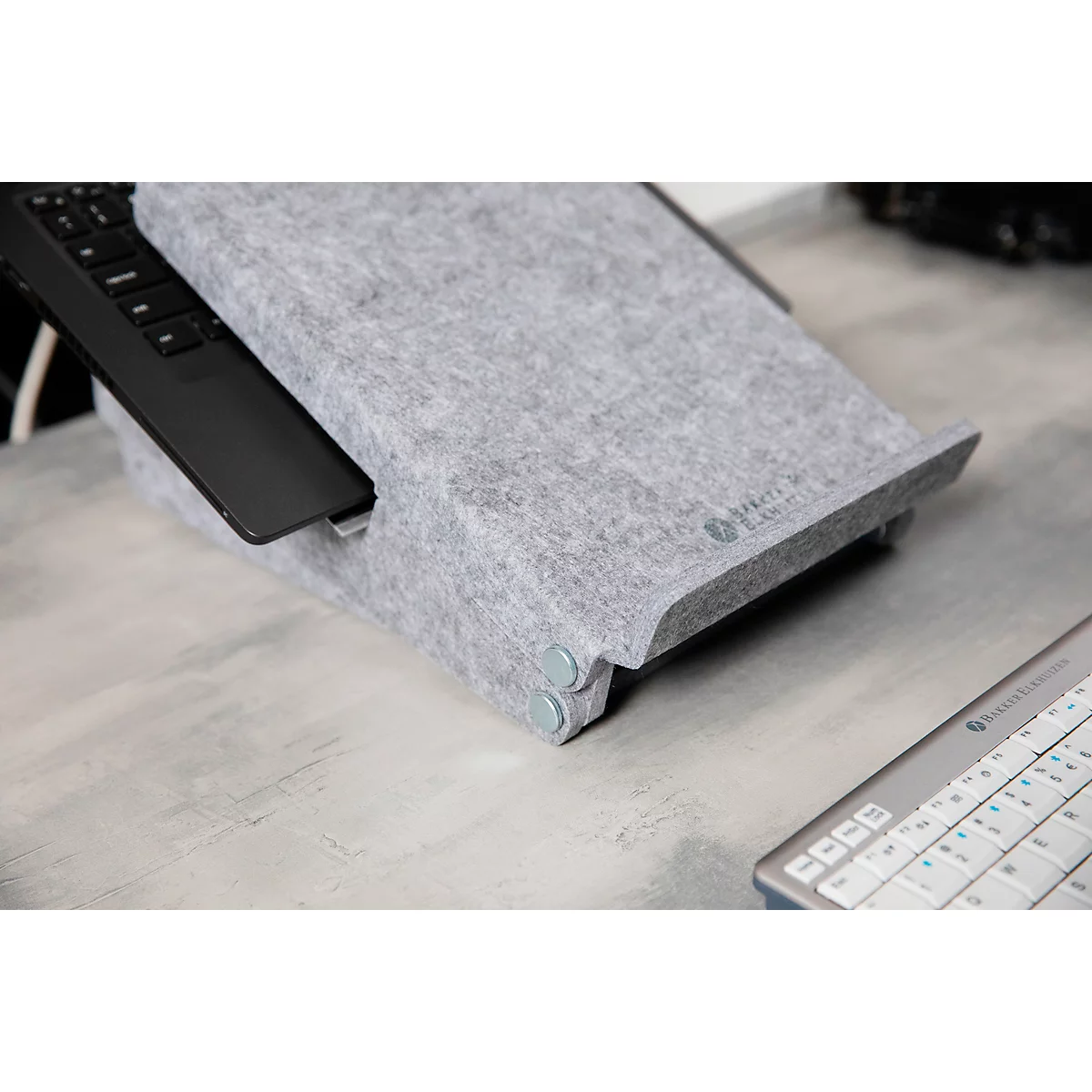 Support ergonomique durable pour PC portable Ergo-Top 320 Circular Bakker Elkhuizen, en acrylate 60% de matériaux recyclés, , jusqu'à 17 pouces, gris