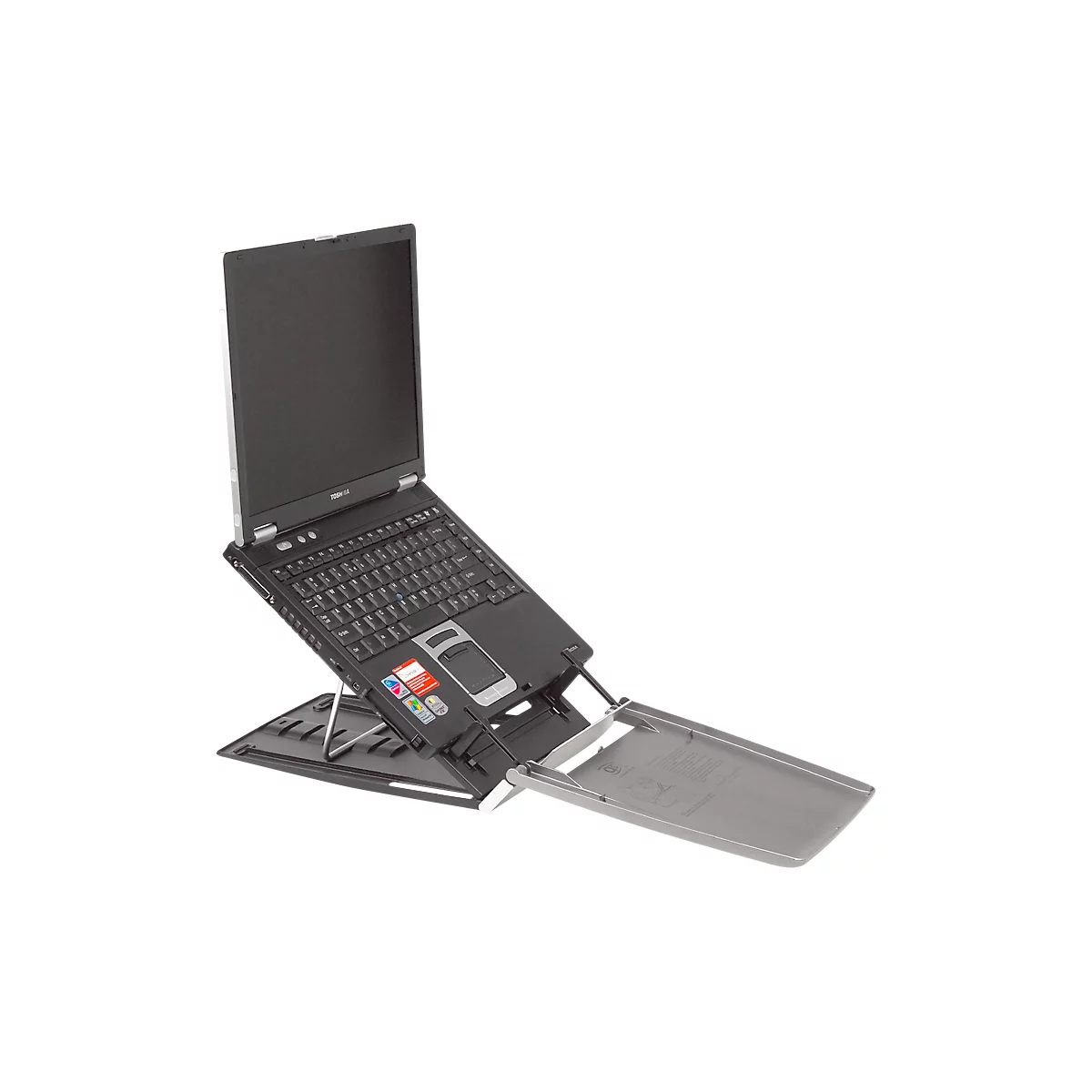 Support ergonomique pour PC portable Ergo-Q 330 BakkerElkhuizen, hauteur ajustable, jusqu'à 17 pouces, pratique même en déplacement
