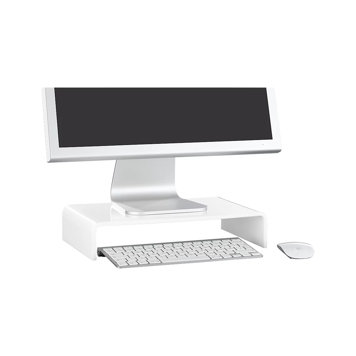 Support média en acrylique en forme de U, 350 x 230 x 70 mm, blanc