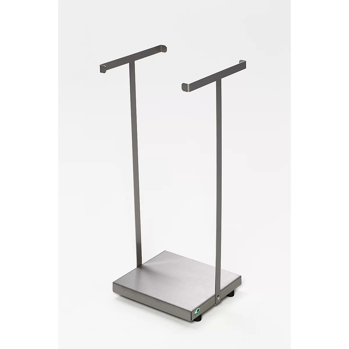 Support mobile pour sacs poubelle de 120 litres Hygiène VAR, structure en inox, avec roulettes