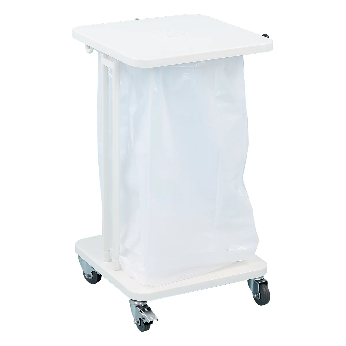 Support mobile Saekko Boy pour sac poubelle de 40 litres, avec couvercle, blanc